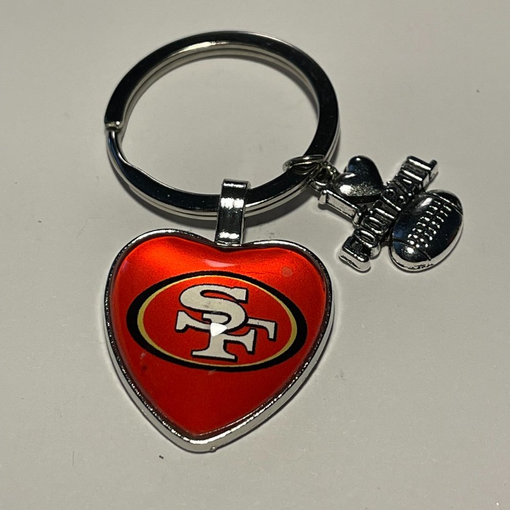 SAN FRANCISCO 49ERS NFL I Love Football Heart Key Ring !!!NEW!!!